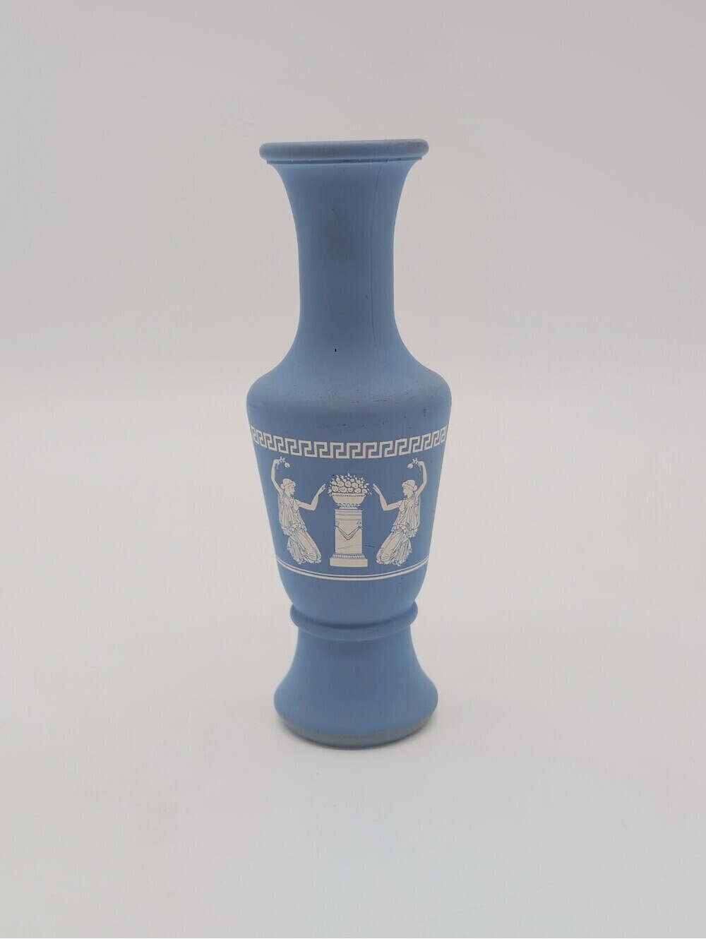 Vintage Jeannette Glass Hellenic Blue Grecian Bud Vase Satin Finish - Picture 3 of 7